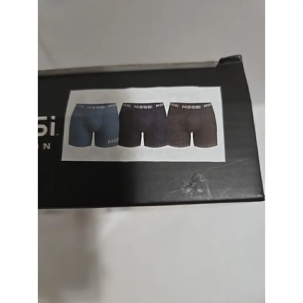 MESSI COLLECTION 3 Pack Mens Stretch Boxer Briefs NAVY SMALL NEW